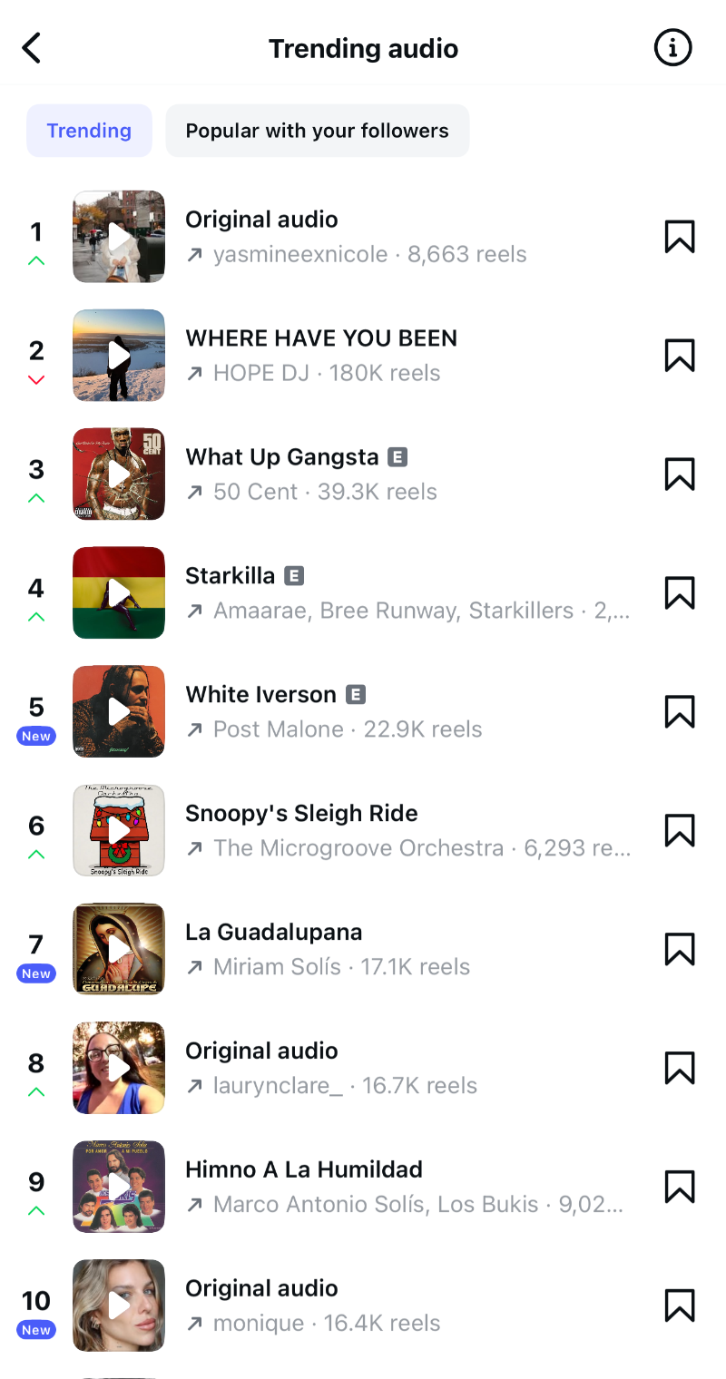 Instagram trending audio